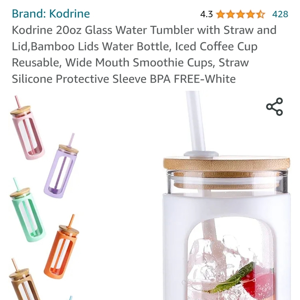 Kodrine White 20 oz Glass Tumber